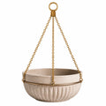 Hängepflanztopf Durchmesser 30 cm Keramik Beige mit Metallketten für Innen und Außenbereich