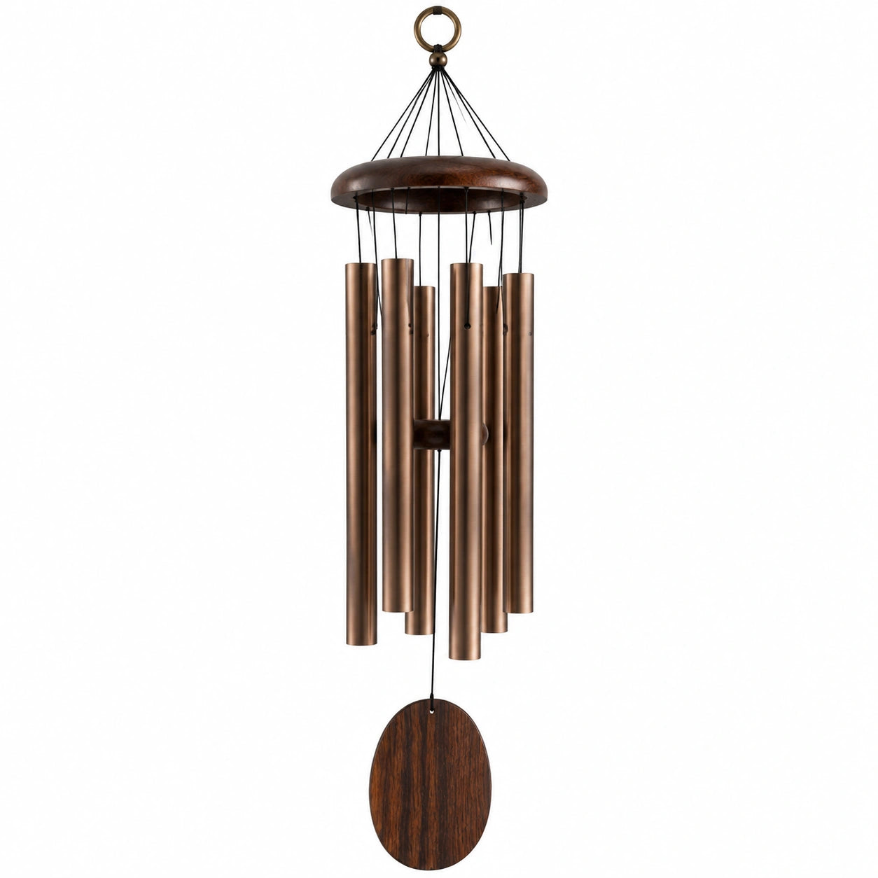 Windspiel 90 cm Metall und Holz Bronze für Innen und Außen mit tiefem Klang