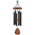 Windspiel 90 cm aus Metall und Holz in Schwarz/Braun - Hängedekoration mit tiefem Klang