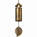 Windspiel 60 cm aus Metall in Antikbronze für Innen und Außen mit Blattanhänger