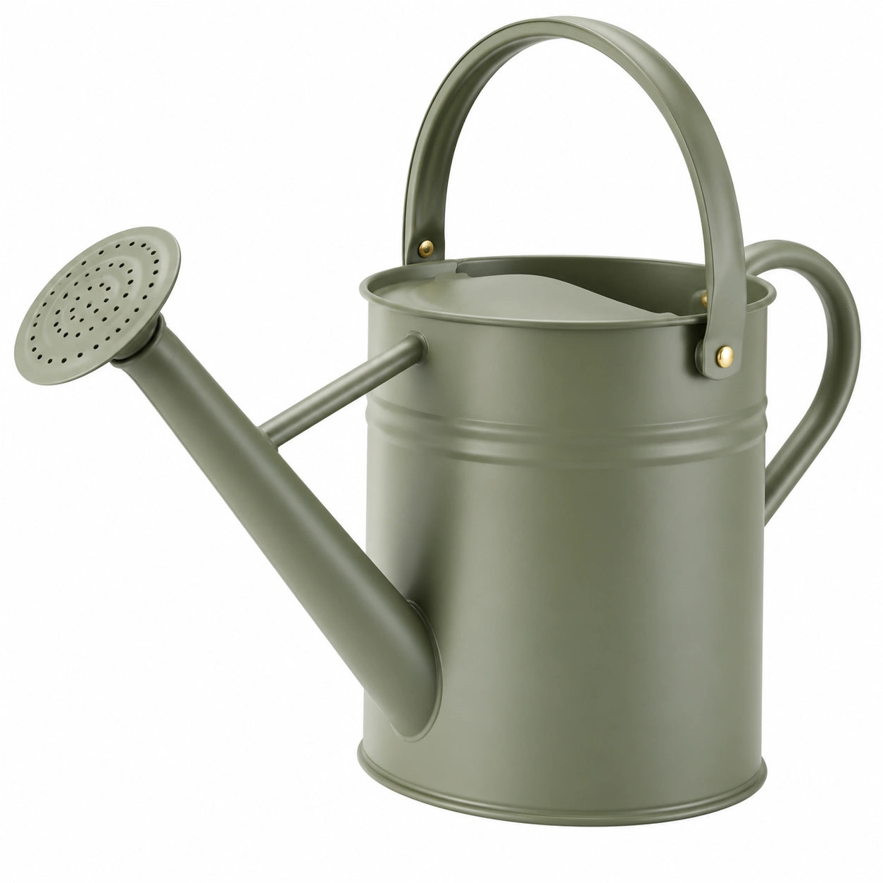 Gießkanne 10 L aus Metall Olivgrün mit Brausekopf für Garten
