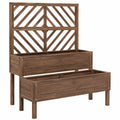 Hochbeet 80 x 40 x 160 cm aus Holz Braun mit Rankgitter für Garten und Balkon
