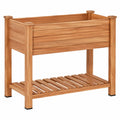 Hochbeet 100 x 50 x 80 cm aus Holz Natur mit Ablageboden für Garten und Balkon