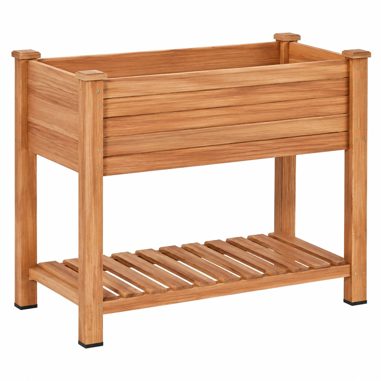 Hochbeet 100 x 50 x 80 cm aus Holz Natur mit Ablageboden für Garten und Balkon