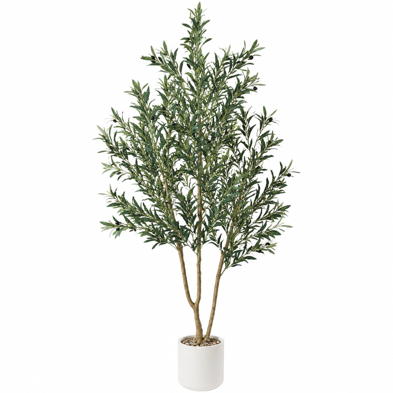 Künstlicher Olivenbaum 180 cm Kunststoff Grün Braun Weiß mit Topf für Innenräume