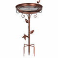 Vogelbad 50 x 100 cm aus Metall Kupferbraun für Garten im Landhausstil