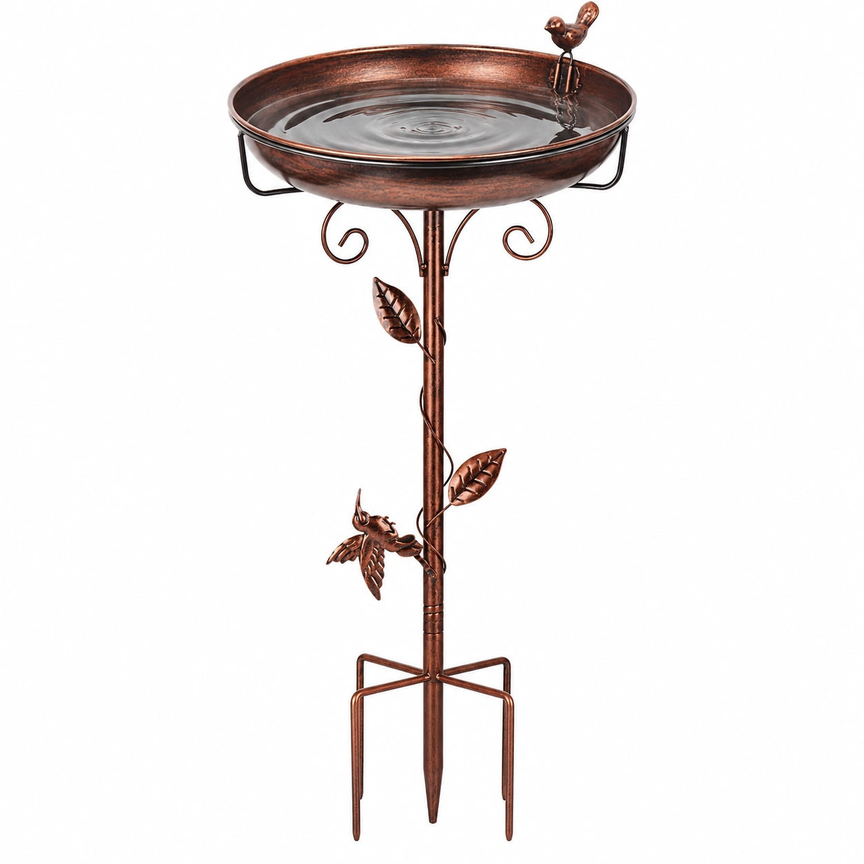 Vogelbad 50 x 100 cm aus Metall Kupferbraun für Garten im Landhausstil