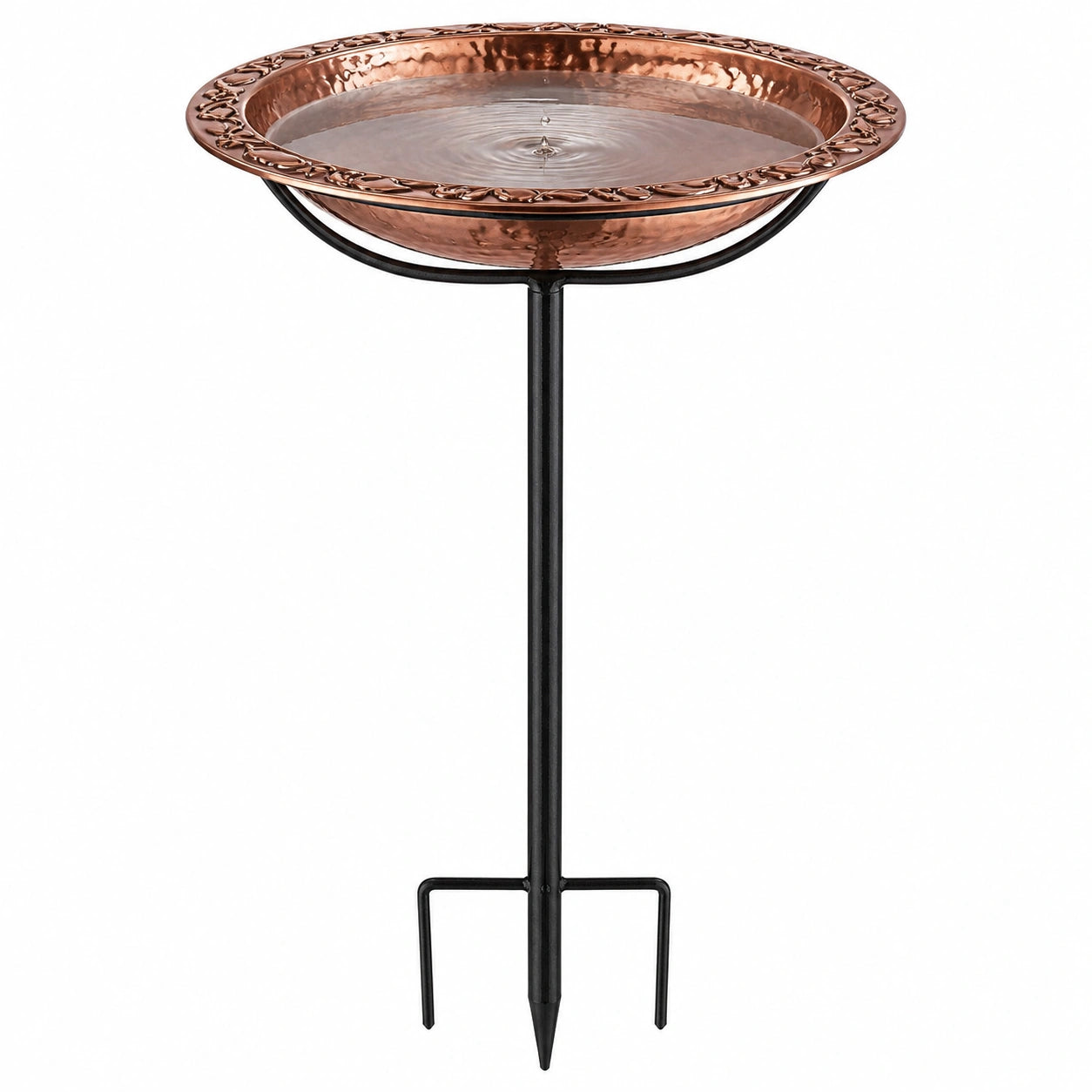 Vogelbad Ø 40 cm aus Kupfer mit Metallstab für den Garten