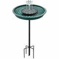 Vogelbad Ø 36 cm aus Metall und Glas Grün mit Erdspieß für den Garten